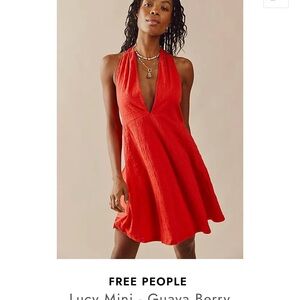 Free People Guava Berry Halter Mini Dress
